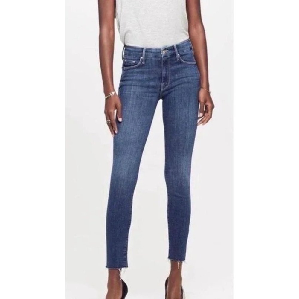 Mother The Looker Ankle Fray Skinny Jeans girl crush Raw Hem Womens 32 High Rise